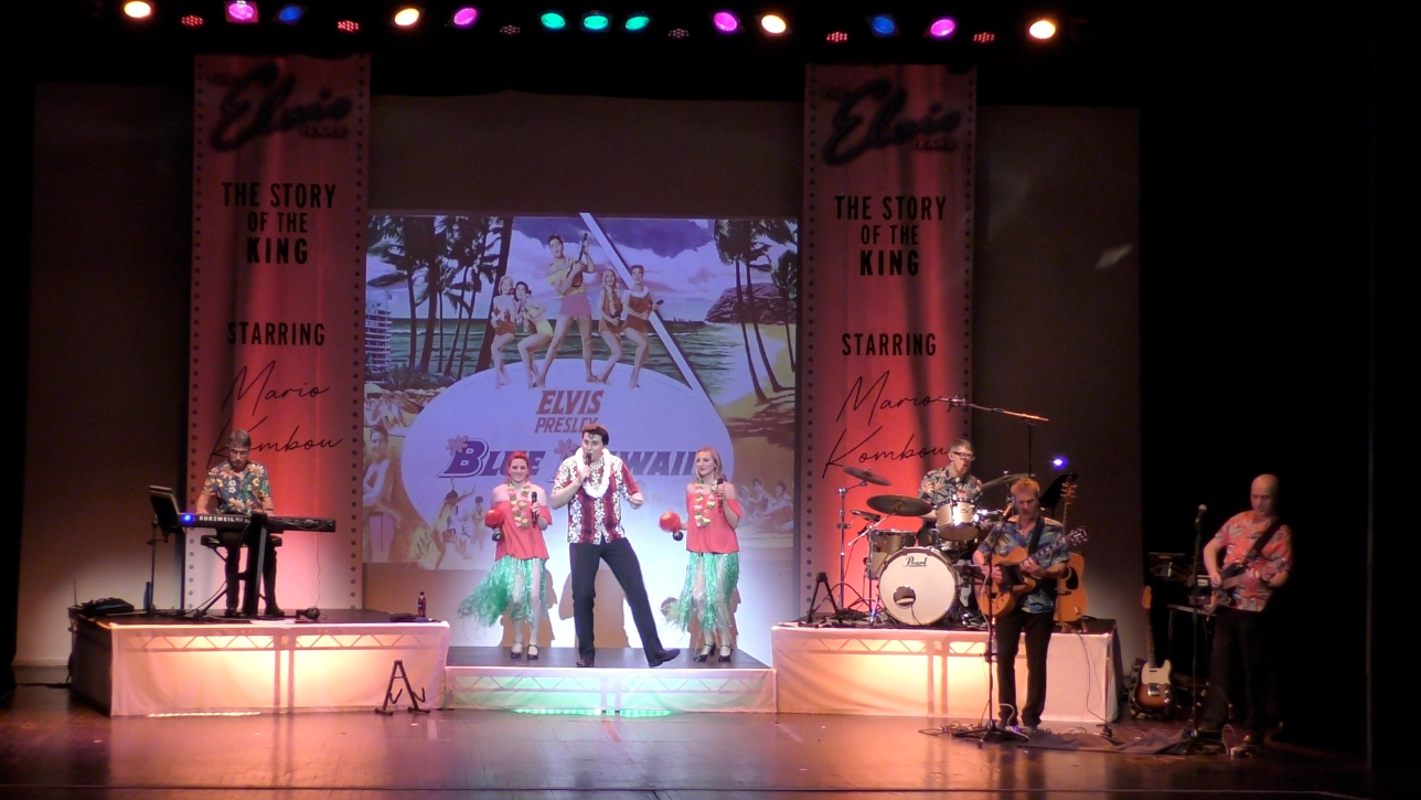 Mario Kombou and The Elvis Years band performing Blue Hawaii 